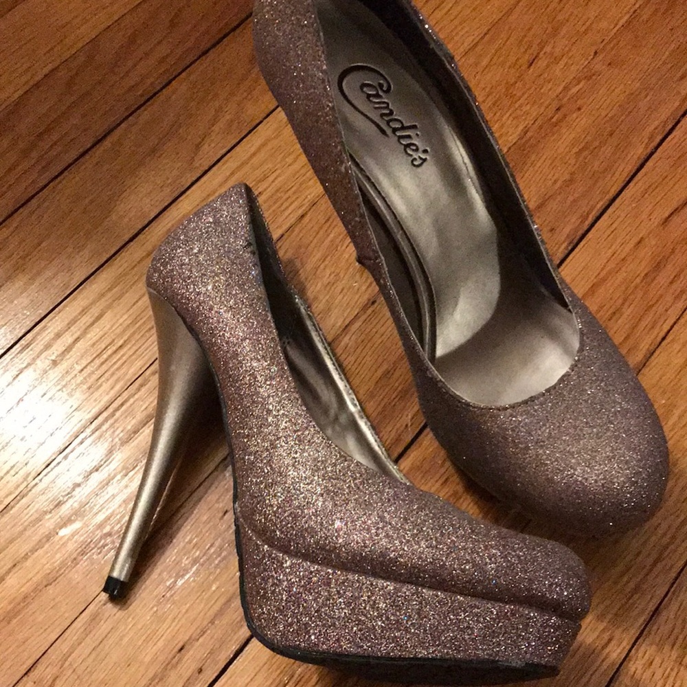 Candies Rose Gold Sparkly Stiletto, Sz 7.5